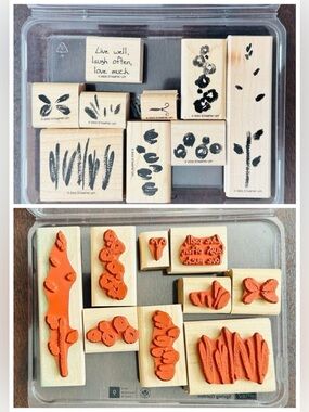 Stampin Up Spring Garden Retired 2003 Wood Mounted Stamp Set - 9pc